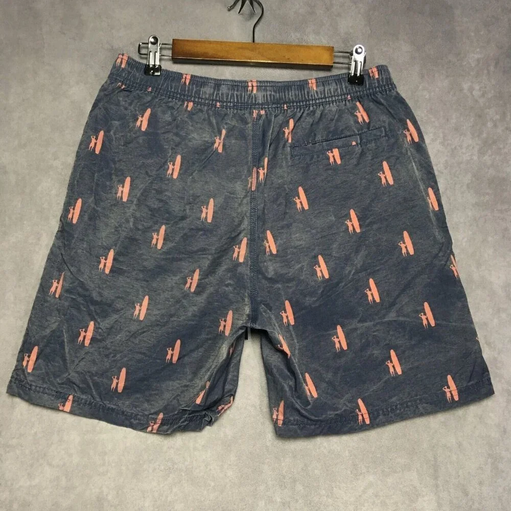 Johnnie O Mens Swim Trunks Shorts size Large‎ Blue Drawstring Pink Surfer